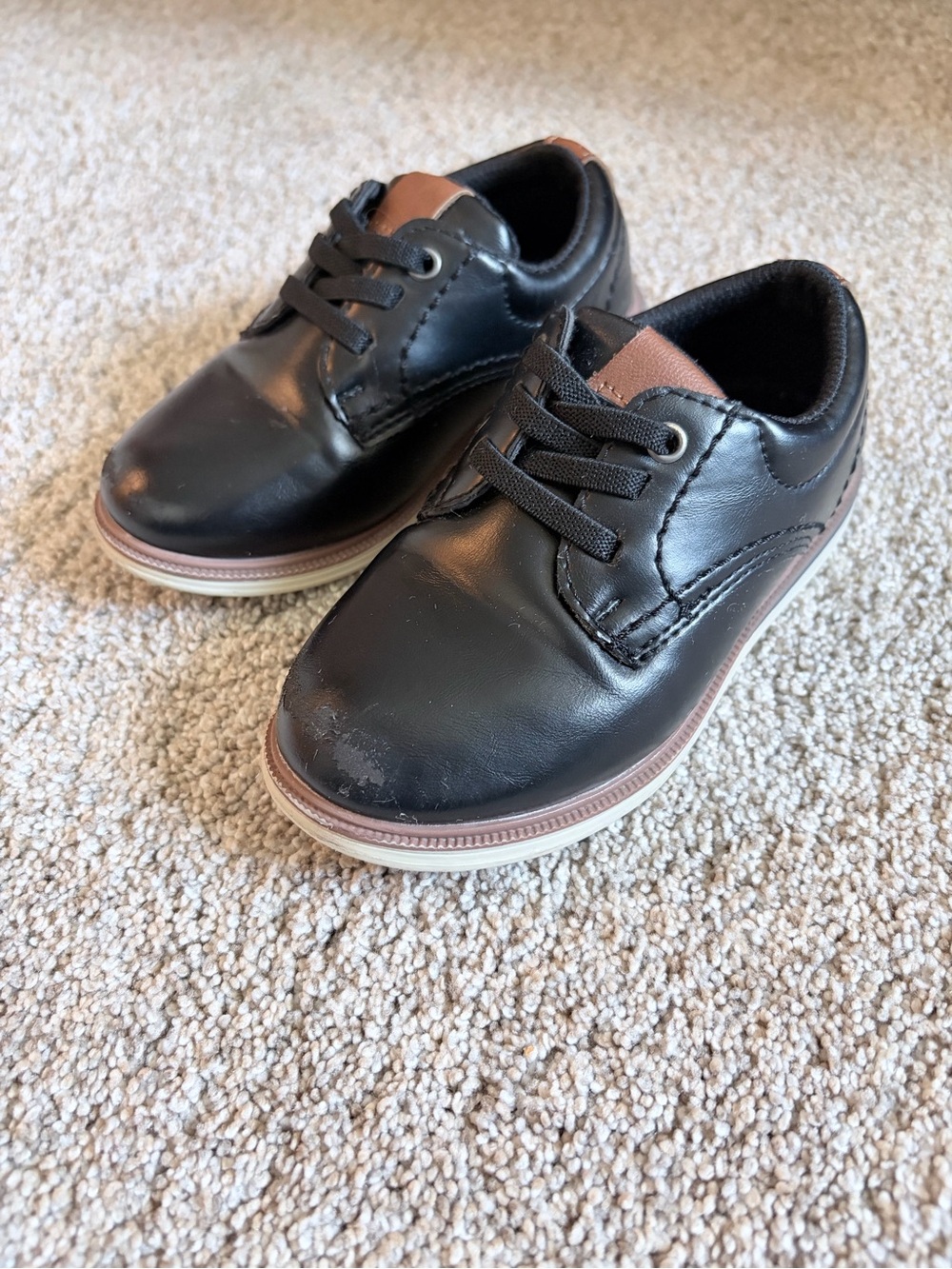 Mix No. 6 Black Kids Lace-Up Dress Shoes with Brown Accent - Toddler 9